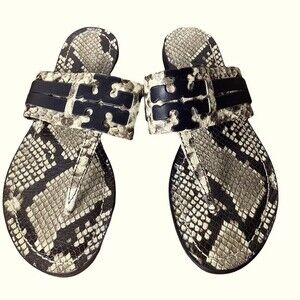 Tory Burch Flip Flop Snake Skin Leather Summer Vacation Resort Beach Size 6